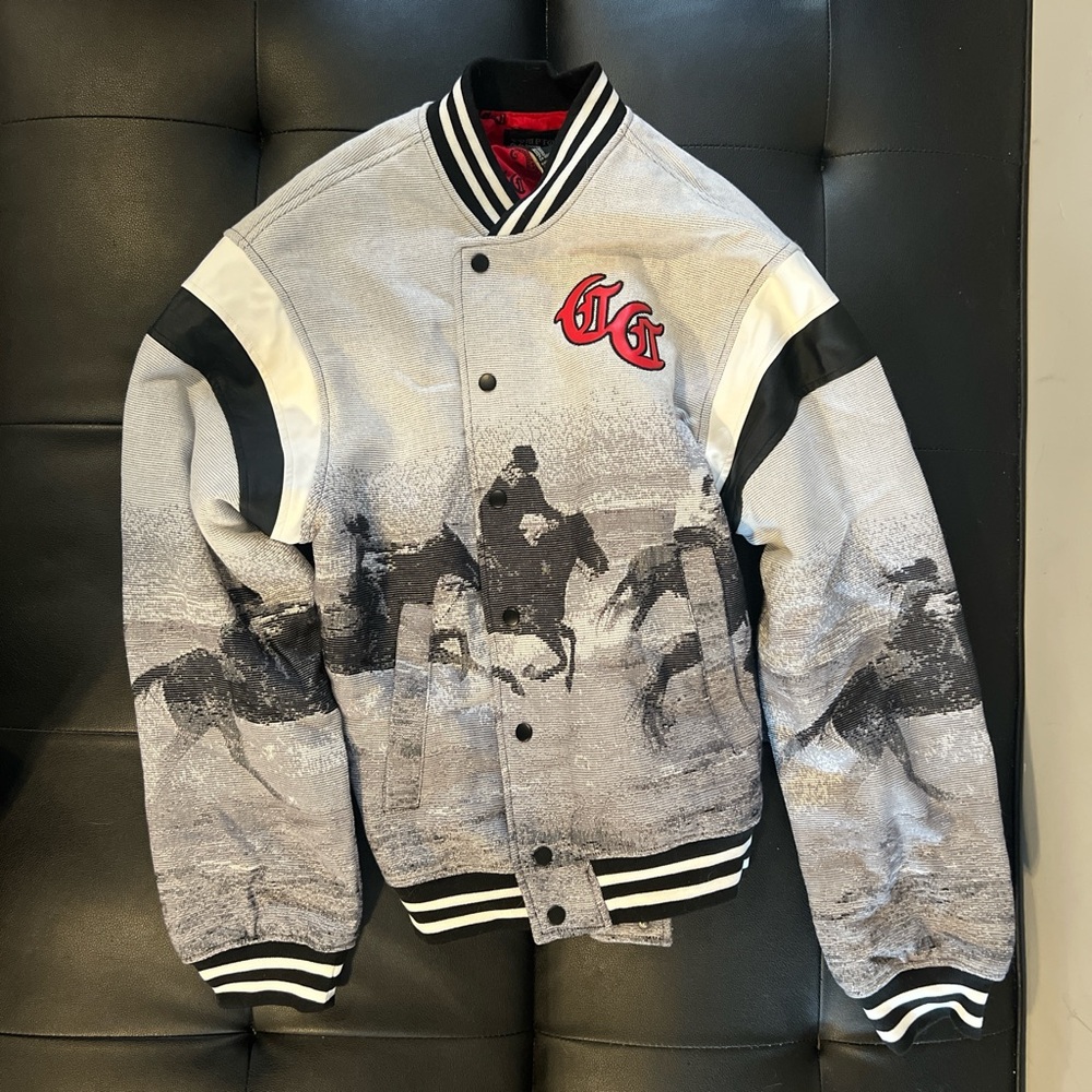 Forever 21 Gray and Black Varsity Bomber Jacket